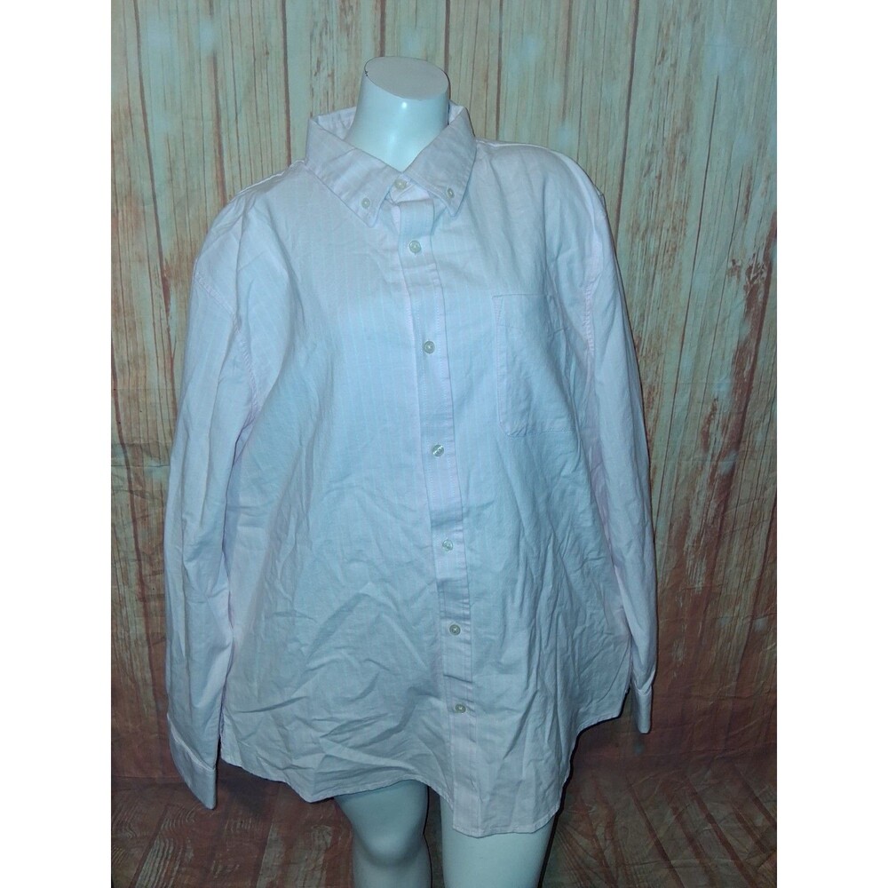 NWT Free Assembly Pink Stripe Long Sleeve Button Up Blouse Sz XL